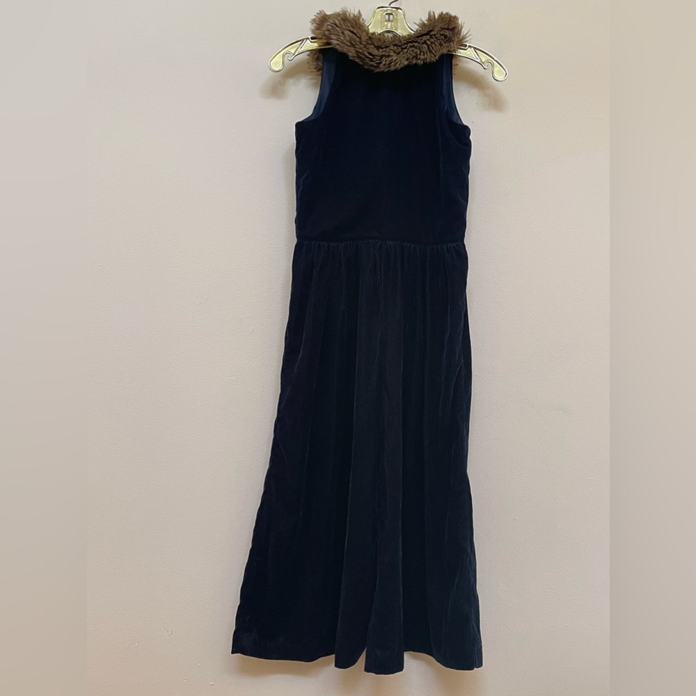 Janie and Jack Navy Blue Jumpsuit with Brown Fur Collar